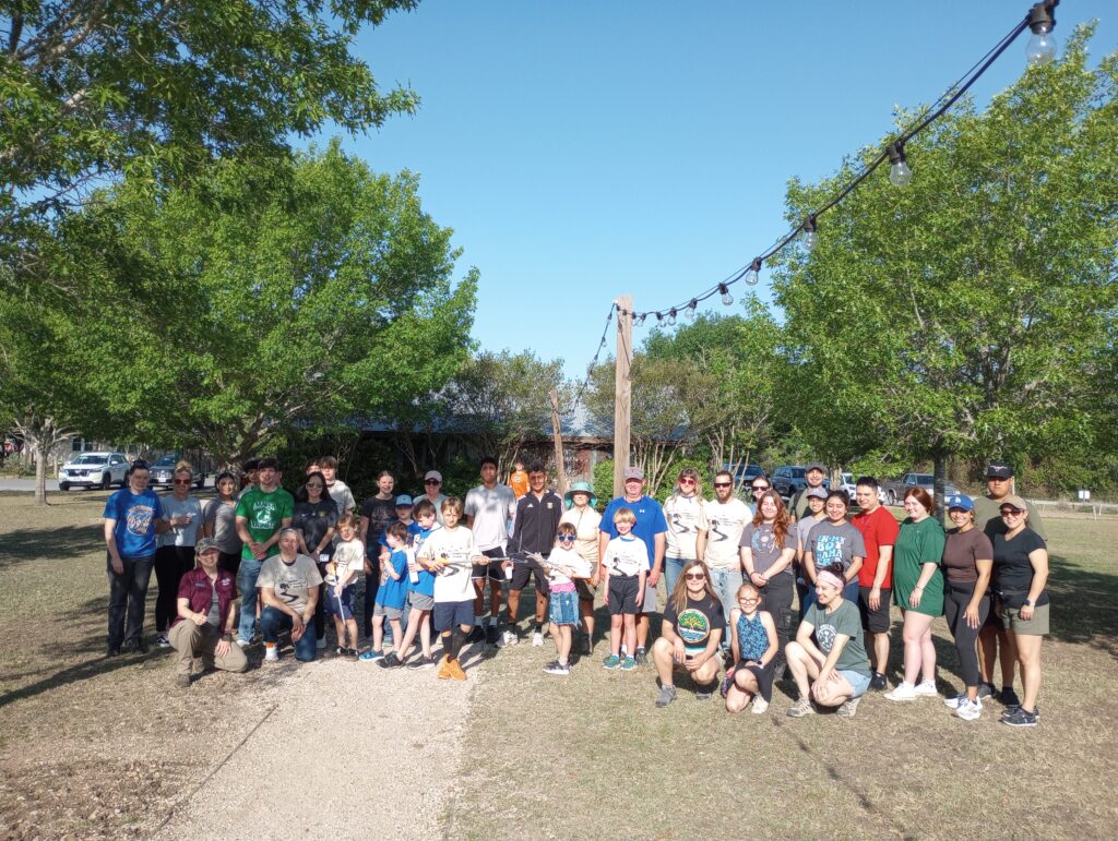 Group photo of volunteers at the Seguin Outdoor Learning Center
