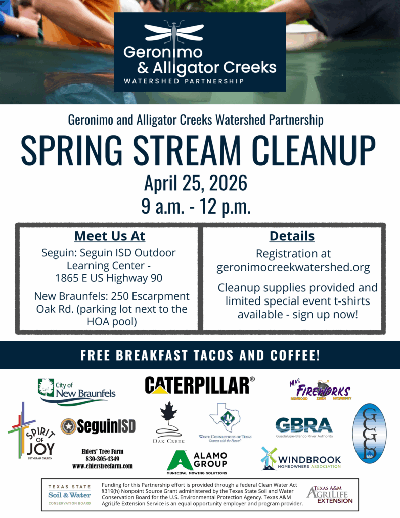 Event flier for the 2026 creek cleanup. Features event details and sponsor logos.